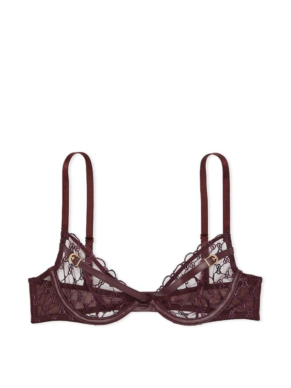 NEW Victoria’s Secret Logo Embroidery Unlined Low-Cut Demi Bra 32C 34465